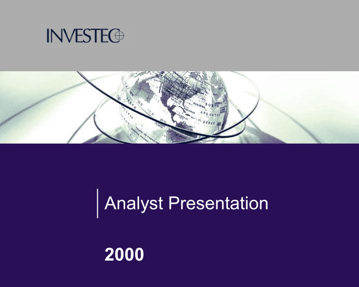 analyst presentation 2000 summary of results