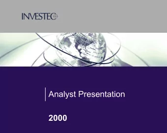 Analyst Presentation  2000  Summary of Results Investec Group 2000 Results in a  Snapshot  31