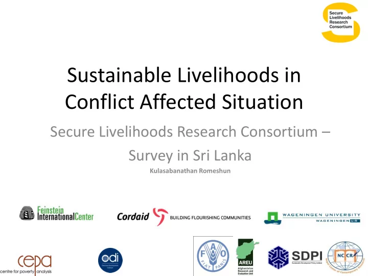 sustainable livelihoods in