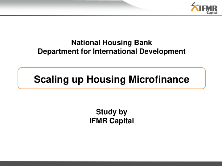 scaling up housing microfinance