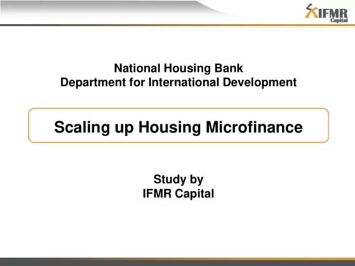 scaling up housing microfinance