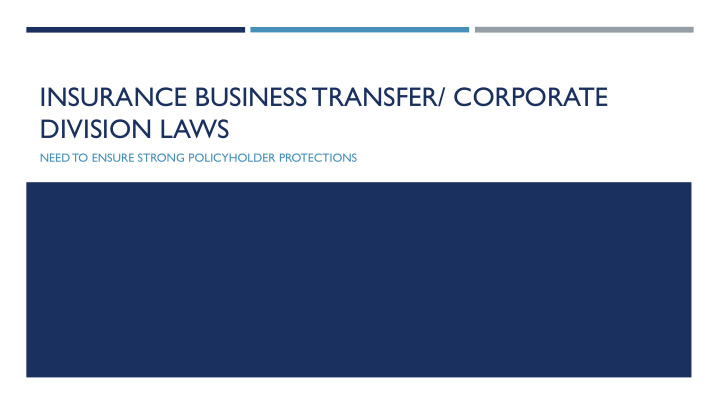 insurance business transfer corporate division laws