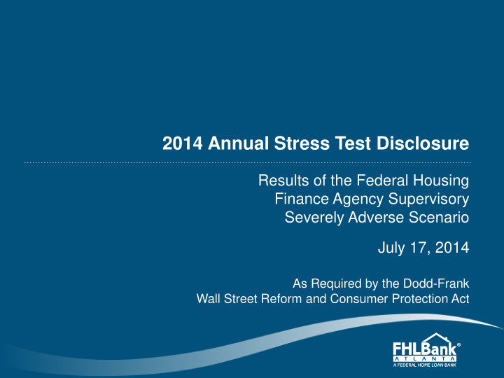2014 annual stress test disclosure