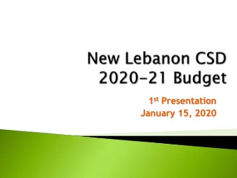 1 st Presentation  January 15, 2020  St  Stay  ay w  within t  the t  e tax ca  cap } Main