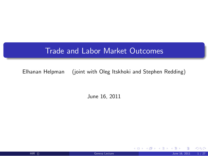 trade and labor market outcomes