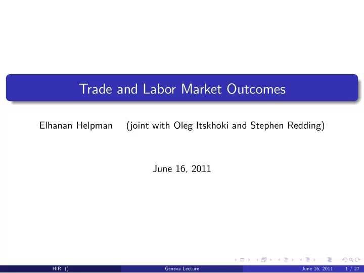 trade and labor market outcomes