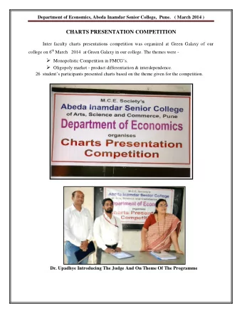 CHARTS PRESENTATION COMPETITION  Inter faculty charts presentations competition was organized at