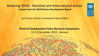 Attaining SDG8 - National and International Action  Lessons from the 2019 Human Development Report