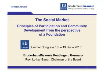 The Social Market  Principles of Participation and Community  Development from the perspective  of