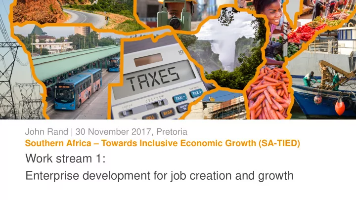 work stream 1 enterprise development for job creation and