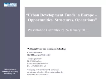 Presentation Luxembourg 24 January 2013  Wolfgang Breuer and Dominique Schaeling  Chair of Finance