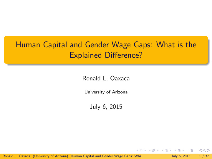 human capital and gender wage gaps what is the explained