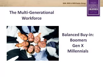 Workforce  Balanced Buy-in:  Boomers  Gen X  Millennials  RAB, BMI &amp; MIW Radio Group  TEACHING