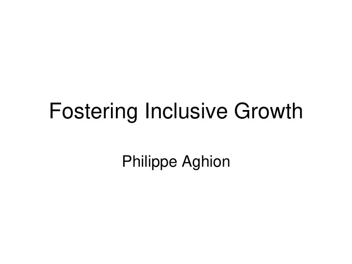 fostering inclusive growth