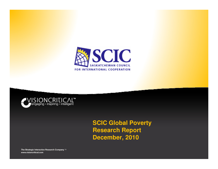 scic global poverty research report december 2010 how the