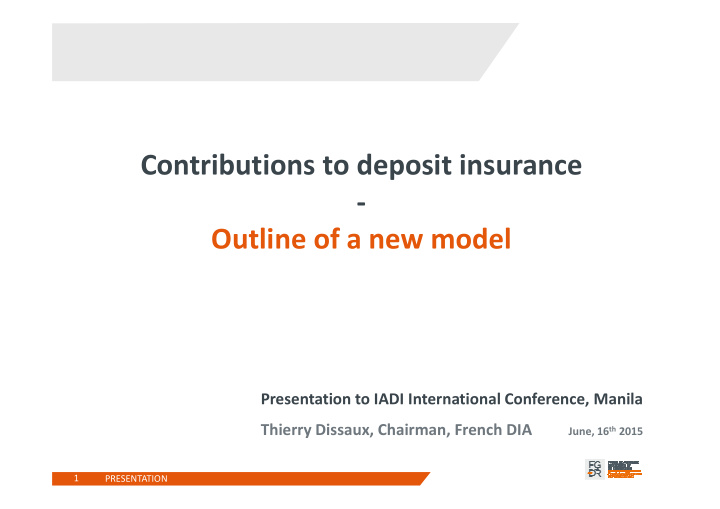 contributions to deposit insurance outline of a new model