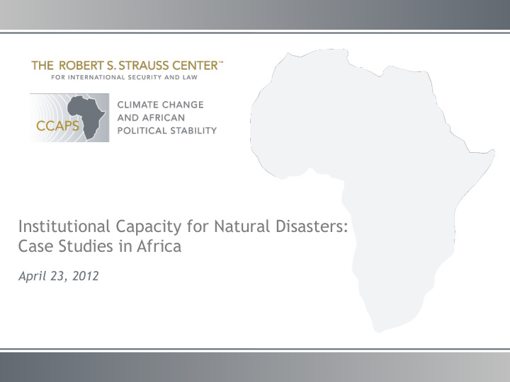 institutional capacity for natural disasters case studies