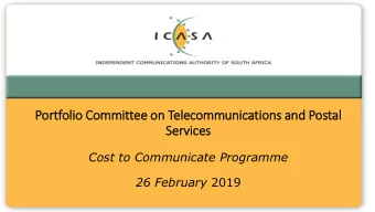 Services  Cost to Communicate Programme 26 February 2019  Presentation Outline  Ite  Item  Topic