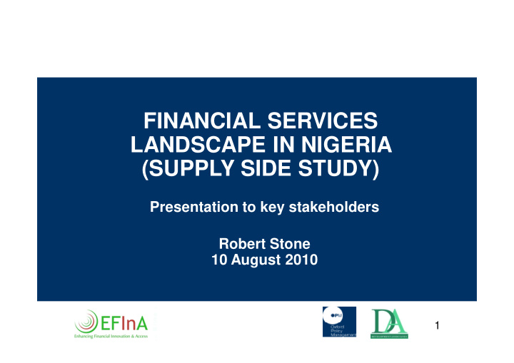 financial services landscape in nigeria supply side study