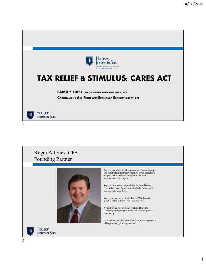 tax relief stimulus cares act