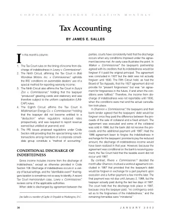 I  n this months column:  occurs when any conditions imposed under the agree-  ment become met.