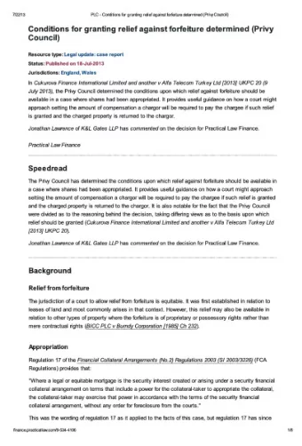 Conditions for granting relief against forfeiture determined (Privy  Council) Resource type: Legal