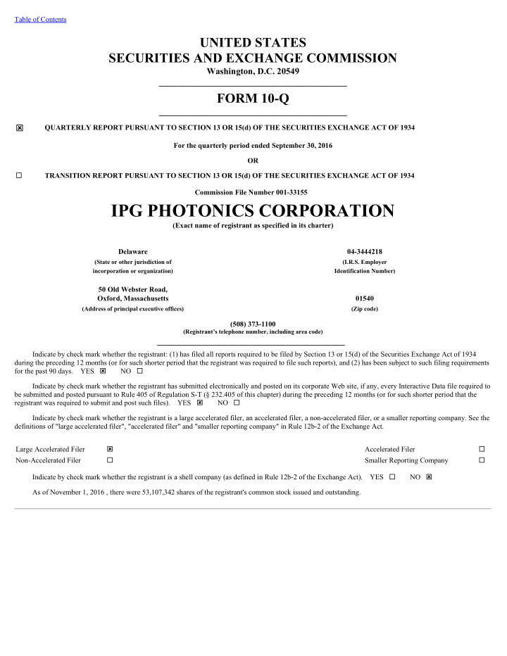 ipg photonics corporation