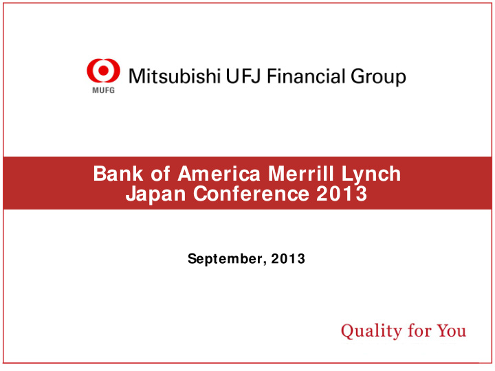 bank of america merrill lynch japan conference 2013