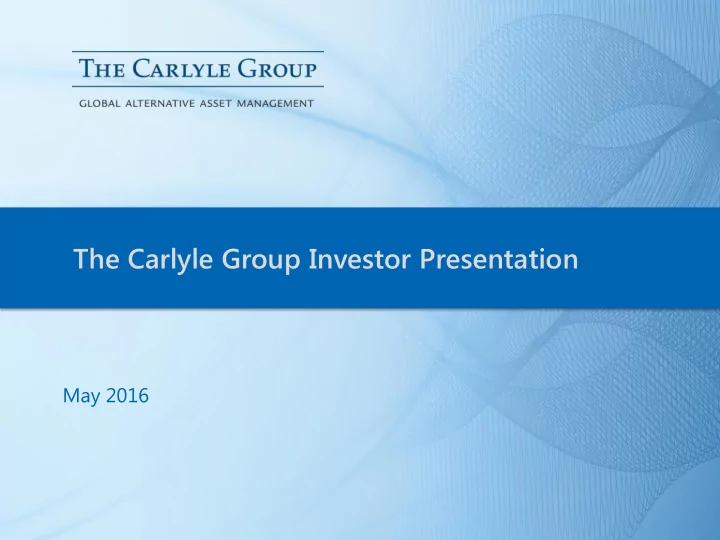 the carlyle group investor presentation