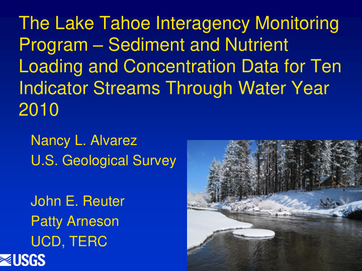 the lake tahoe interagency monitoring program sediment