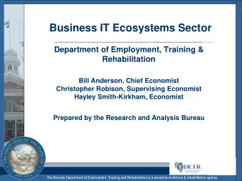 Business IT Ecosystems Sector  Department of Employment, Training &amp;  Rehabilitation  Bill