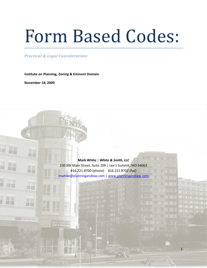 form based codes practical amp legal considerations