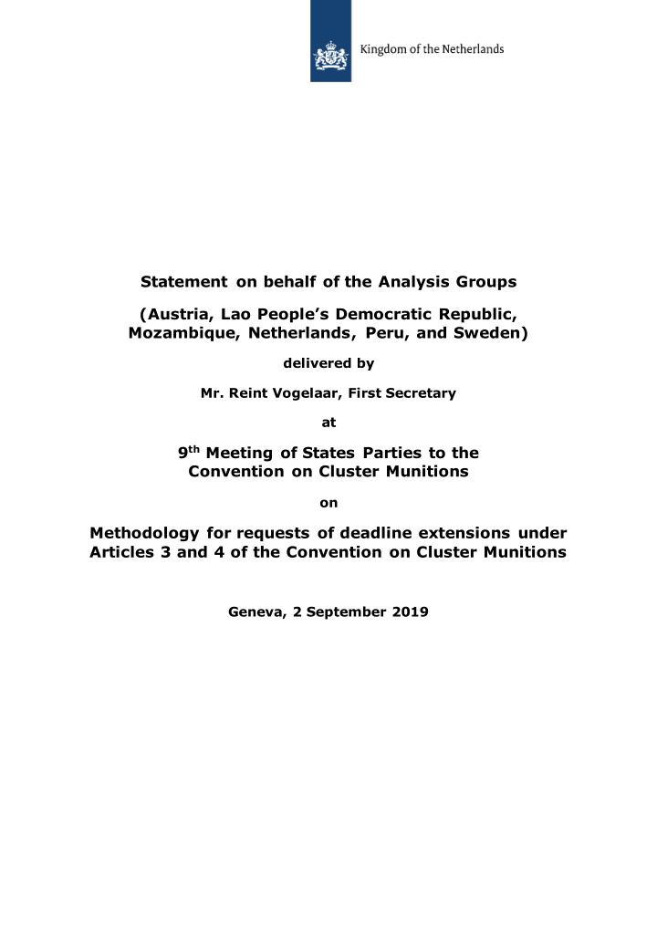 statement on behalf of the analysis groups austria lao