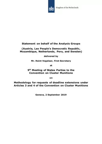Statement on behalf of the Analysis Groups ( Austria, Lao Peoples Democratic Republic,