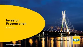 Presentation  March 2020  Sensitivity: Internal  Agenda  1  Operational Review  2  Strategic Review