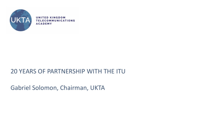 20 years of partnership with the itu