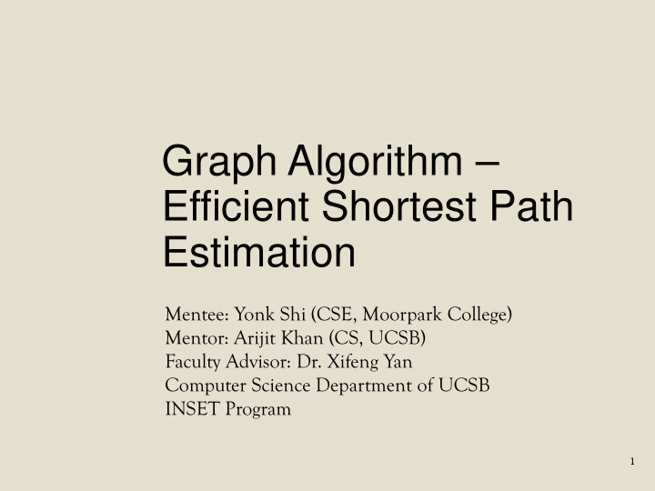 graph algorithm efficient shortest path estimation