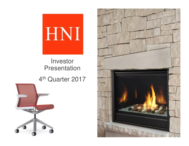 investor presentation 4 th quarter 2017 forward looking