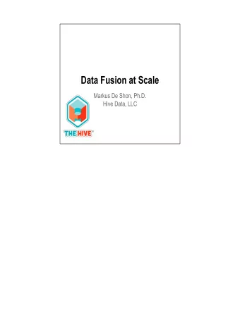 Data Fusion at Scale  Markus De Shon, Ph.D.  Hive Data, LLC  Situation awareness  Situation