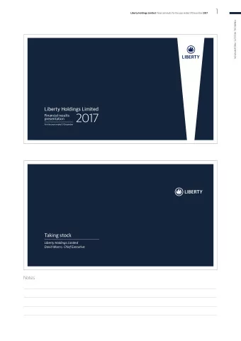 For the year ended 31 December 2017  Financial results  presentation  Taking stock  Liberty