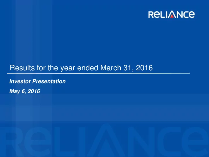 results for the year ended march 31 2016