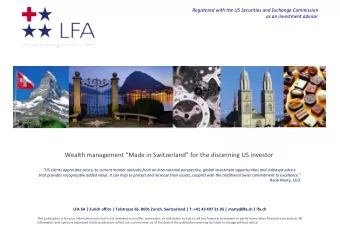 Wealth management Made in Switzerland for the discerning US investor  US clients