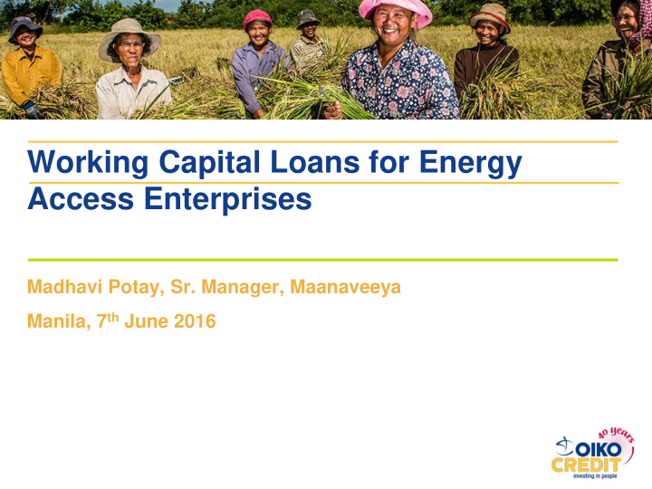working capital loans for energy access enterprises