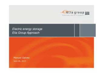Electric energy storage  Elia Group Approach