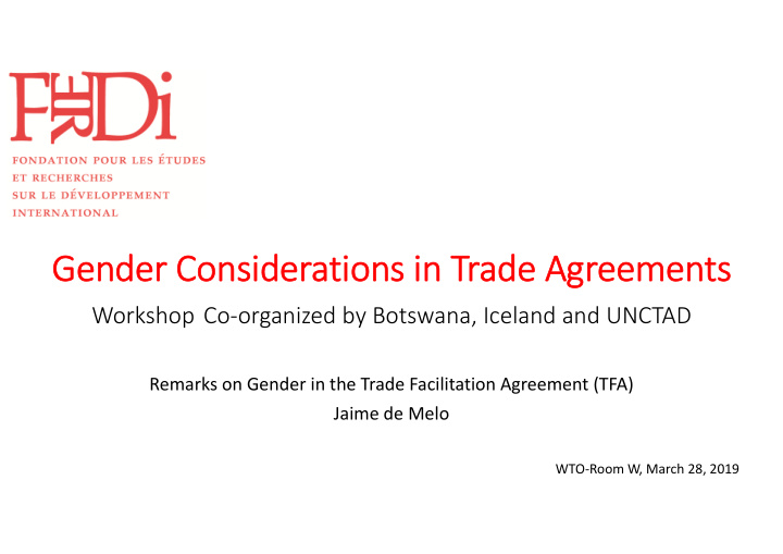 gender considerations in trade agreements