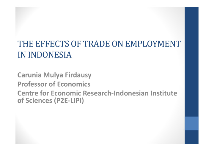 the effects of trade on employment in indonesia