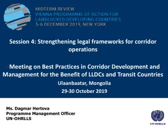 operations  Meeting on Best Practices in Corridor Development and  Management for the Benefit of