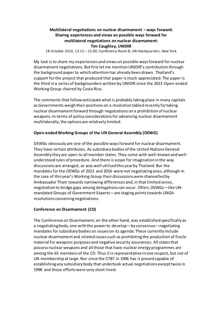 multilateral negotiations on nuclear disarmament ways