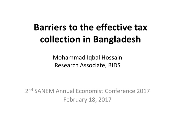barriers to the effective tax collection in bangladesh