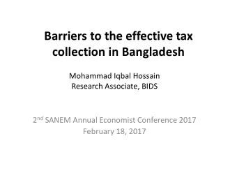 Barriers to the effective tax  collection in Bangladesh  Mohammad Iqbal Hossain  Research